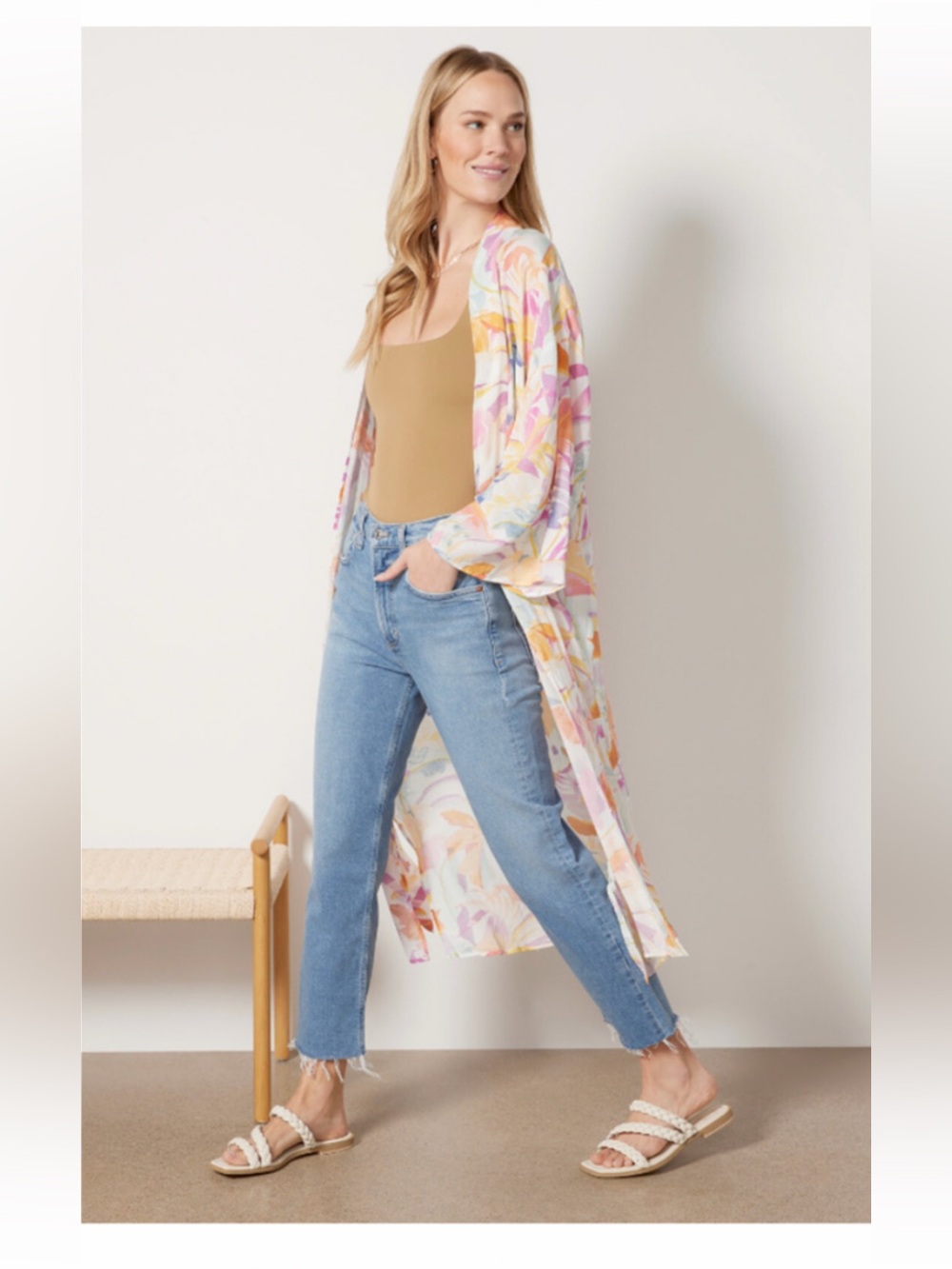 Z Supply Evereve Palm Multicolor Lightweight Kimono Wrap Size Large
